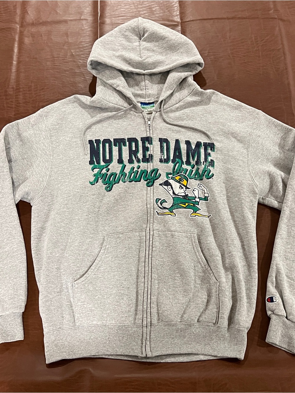 Champion Notre Dame Fighting Irish Full-Zip Hoodie Sweatshirt - Large